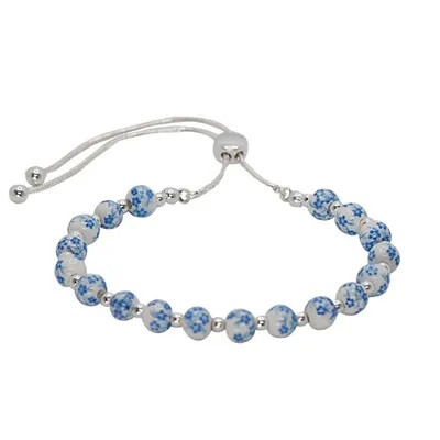 Bracelet Ceramic Blue Bead and Silver