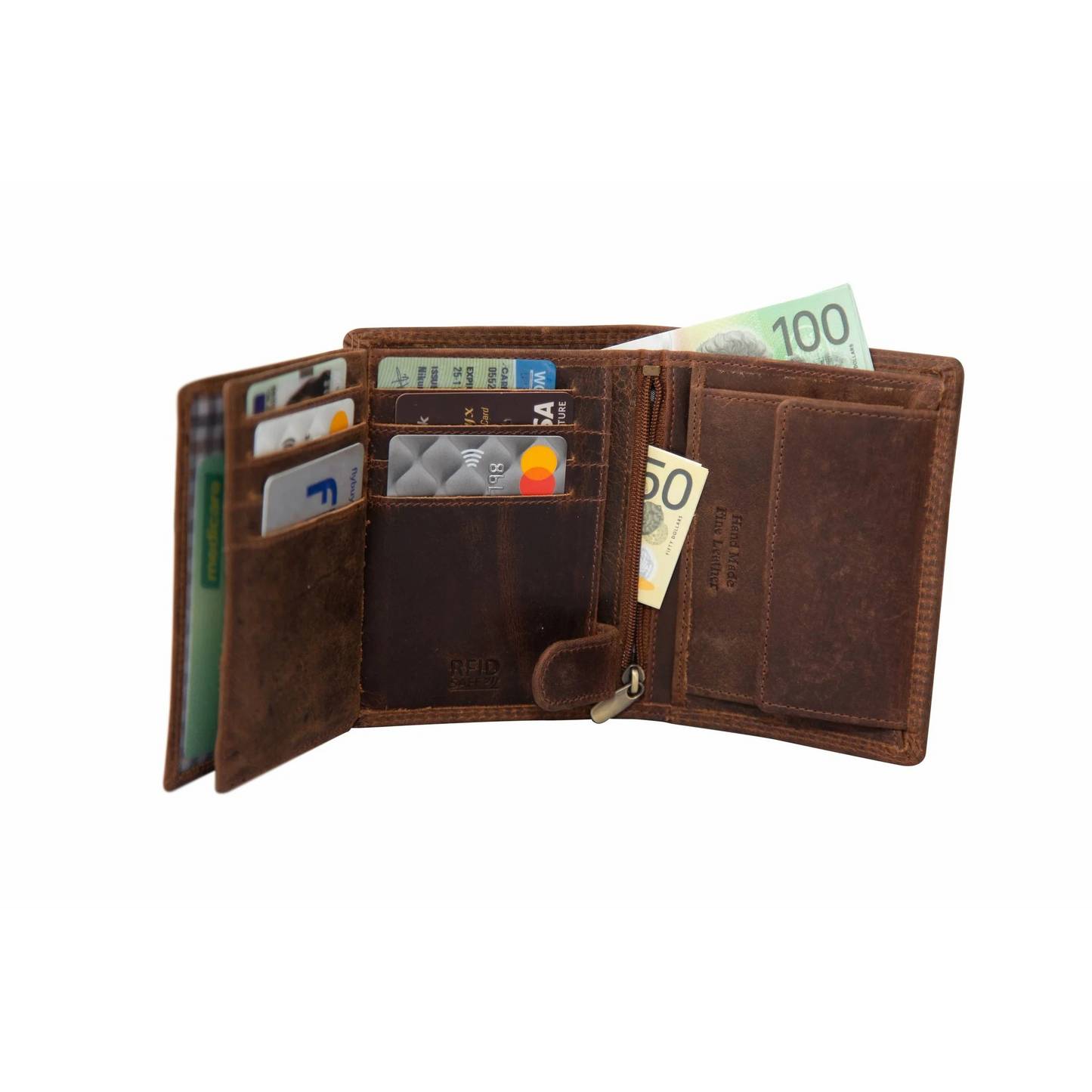 Wallet Mens Greenwood Leather in Brown - RFID Safe 3