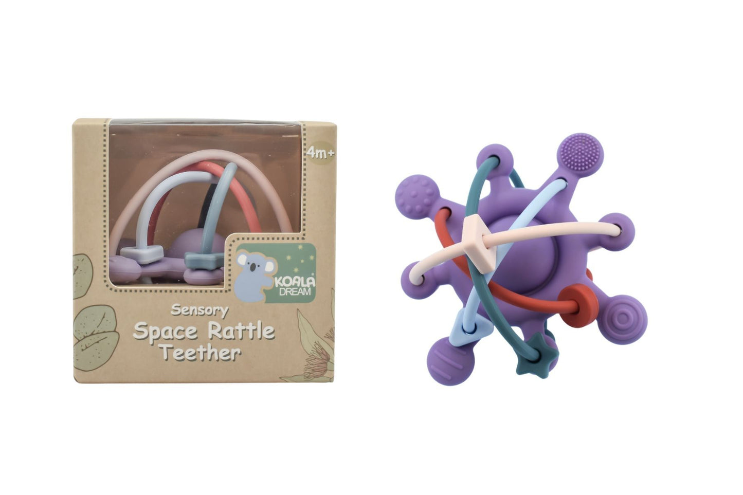 Silicon Sensory Space Rattle Teether Purple