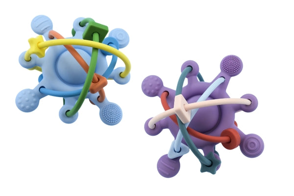 Silicone Sensory Space Rattle Teether Blue