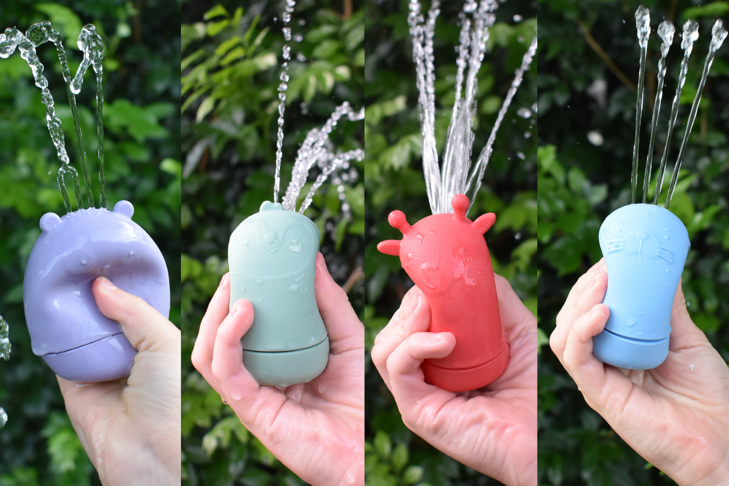 Silicone Safari Splash Animal Pourers (4 Piece Set) Brights