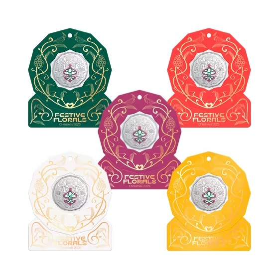 Coin Pack 50 cent 2025 unc Christmas Decoration Various Colours