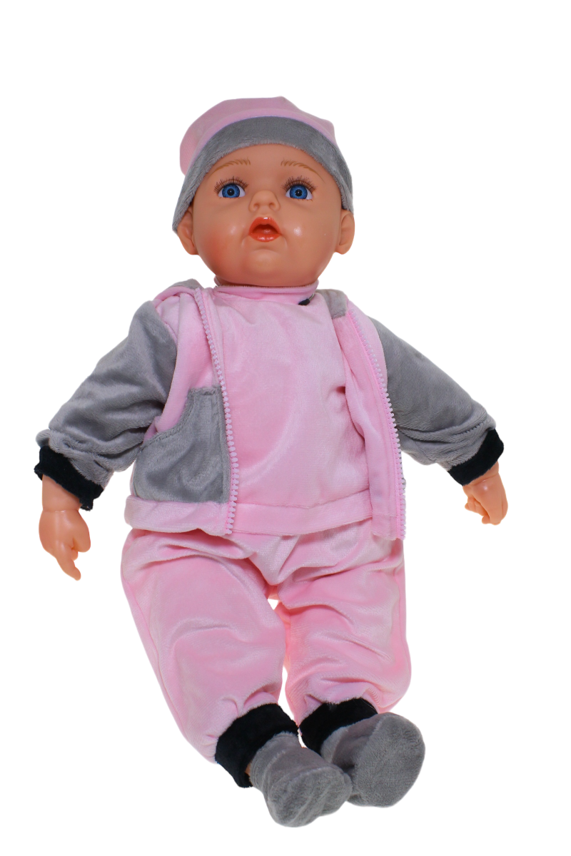 Baby Doll Chloe Pink Grey with Dummy