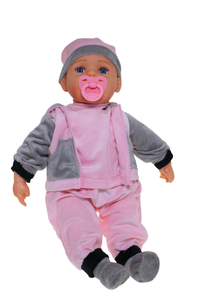 Baby Doll Chloe Pink Grey with Dummy