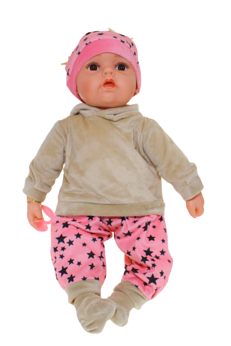 Baby Doll Amelia with Dummy and a Pink Outfit with Stars