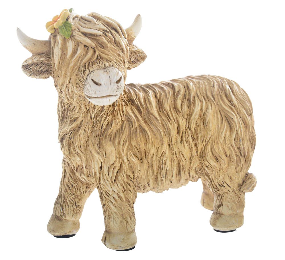 Highland Cow Standing with Flower