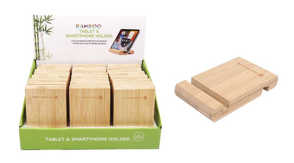 Bamboo Tablet & Smartphone Holder 