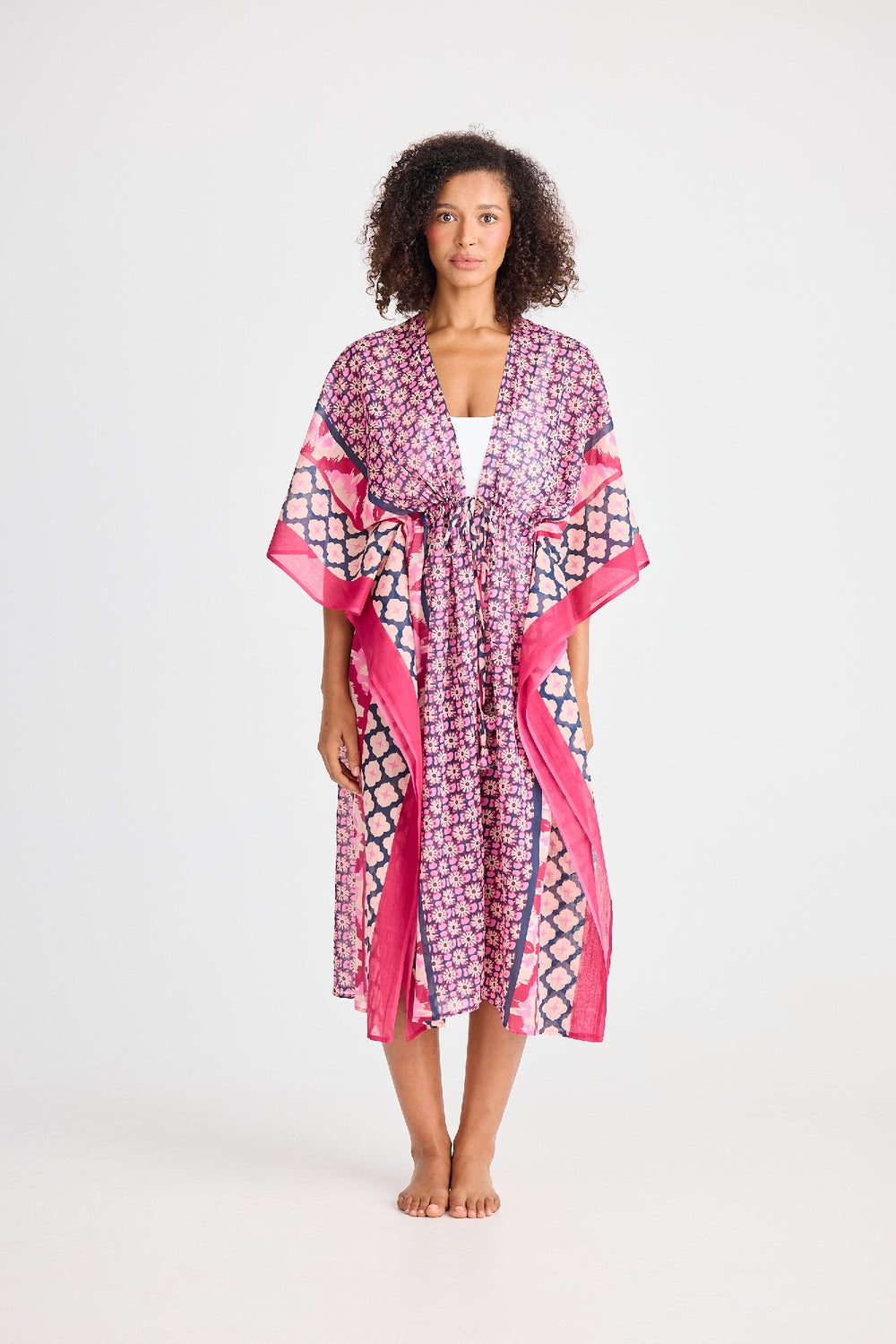 Asta Long Kaftan - Pink Floral