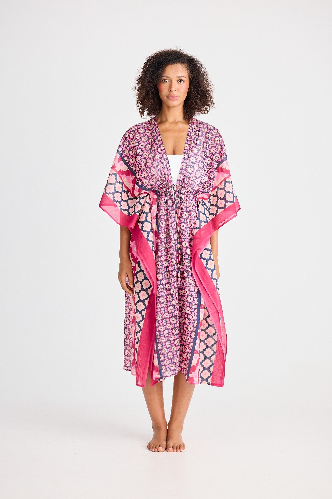 Asta Long Kaftan - Pink Floral