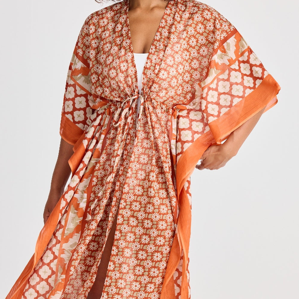 Asta Long Kaftan - Rust Floral