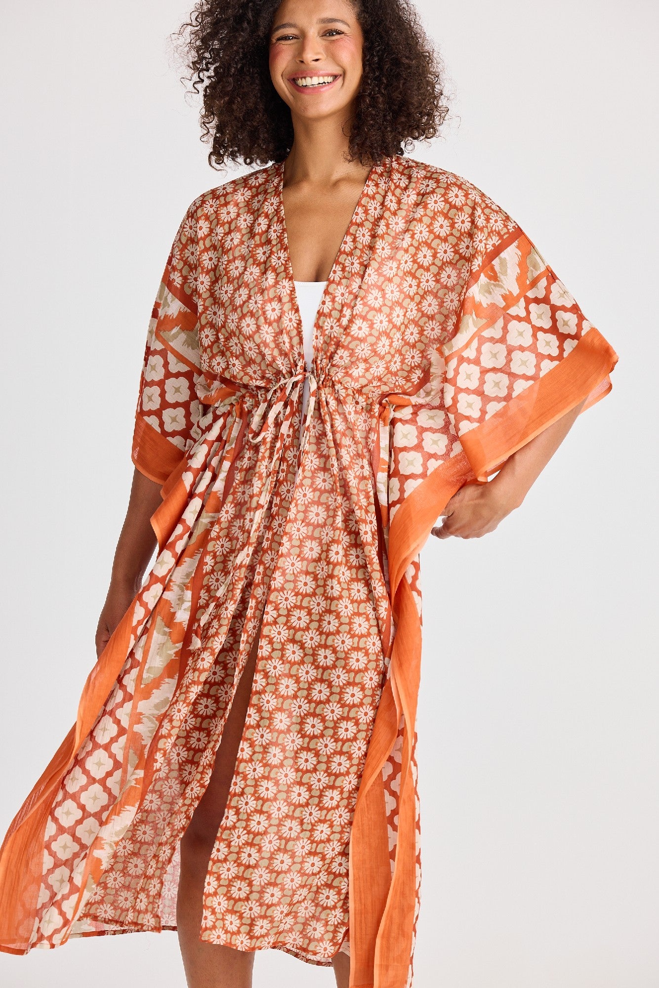 Asta Long Kaftan - Rust Floral