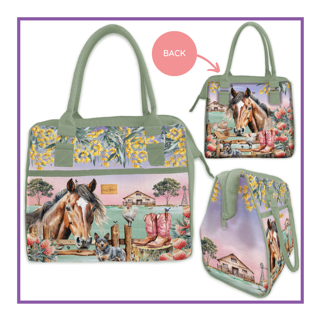 Lisa Pollock Lunch Tote Cooler Bag Country Dusk