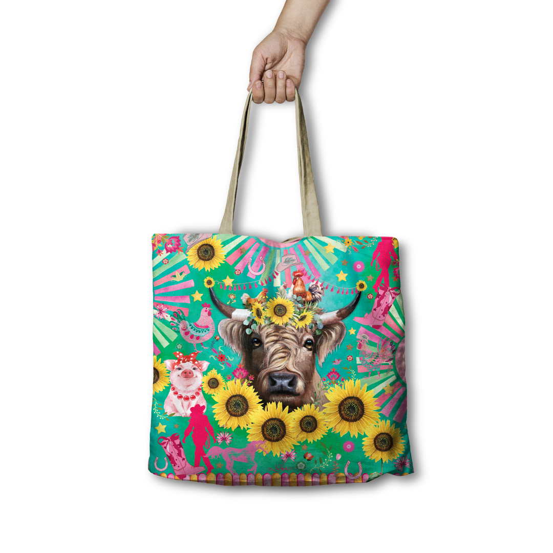 Lisa Pollock Reusable Shopping Bag Carnival Cow