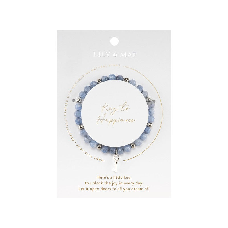 Beaded Charm Bracelets Key To Happiness with Silver Key Charm