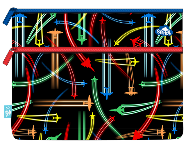 Spencil A4 Twin Zip Pencil Case - Jet Planes