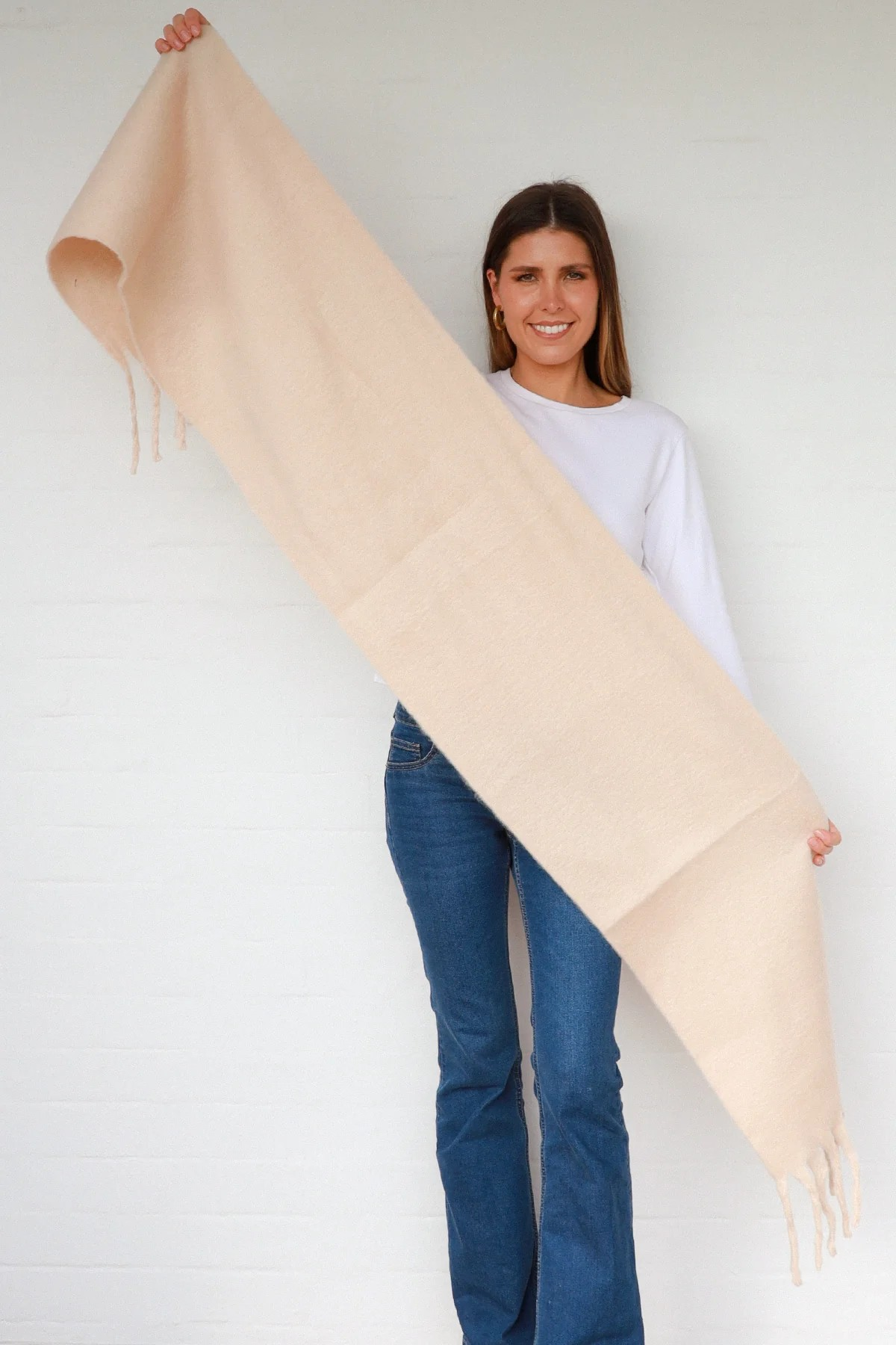 Scarf Winter with tassels - Pale Pink