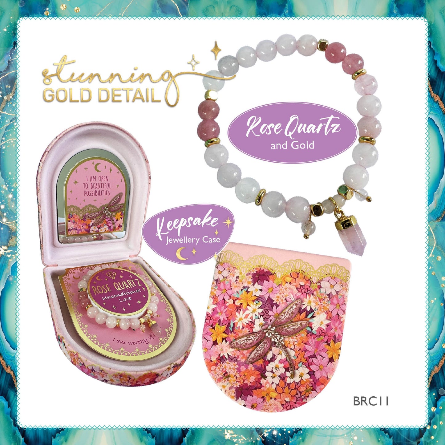 Crystal Point Bracelet - Rose Quartz, includes Case