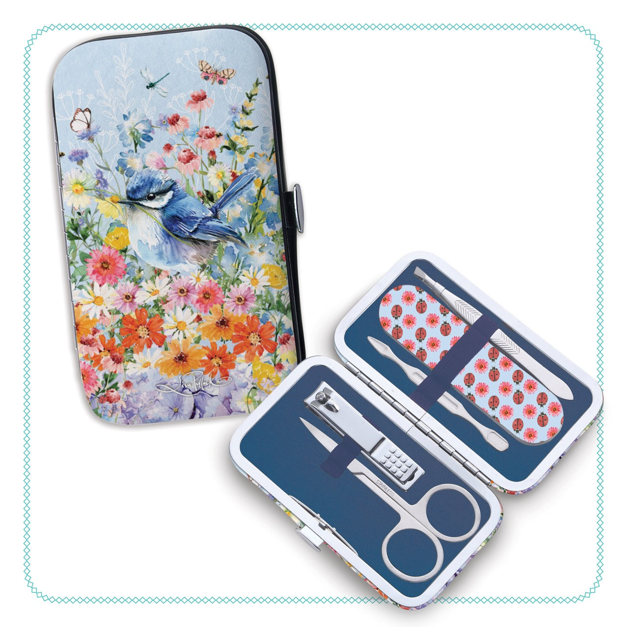 Lisa Pollock 5 Piece Manicure Set  - Tea Time Wrens