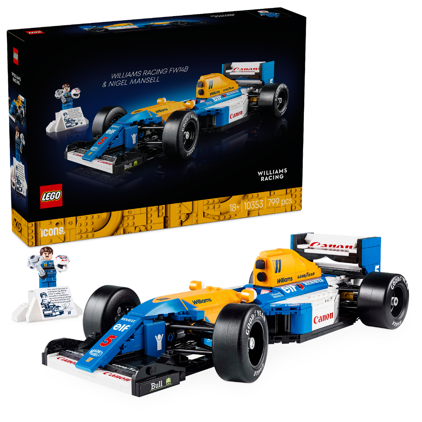 LEGO® Icons Williams Racing FW14B & Nigel Mansell