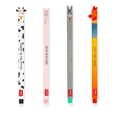 Legami - Set of 4 Erasable Gel Pen - Farm Sweet Farm