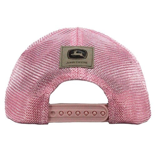 John Deere Vintage Logo One Size Kids Patch Glitter Mesh Trucker Cap-pink