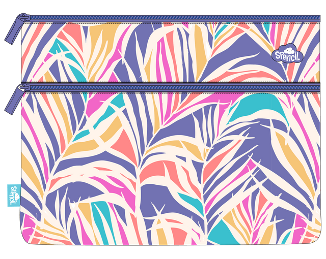 Spencil Twin Zip A4 Pencil Case - Paradise Palms
