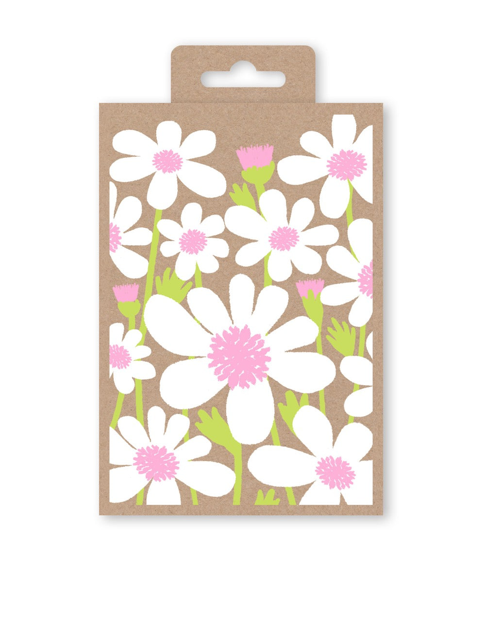 NOTECARDS BOX 10 WHITE DAISIES ON KRAFT