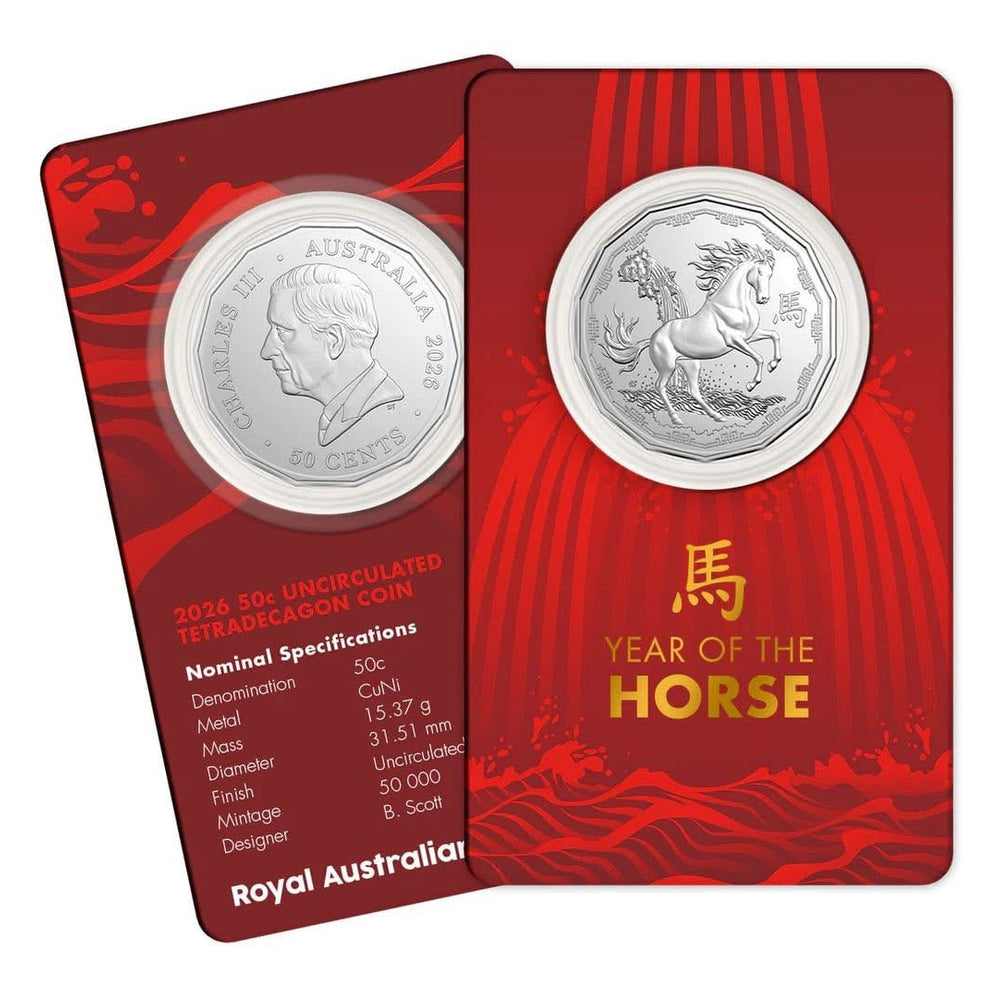 Coin Pack 50 cent 2026 unc Tetradecagon Year of The Horse