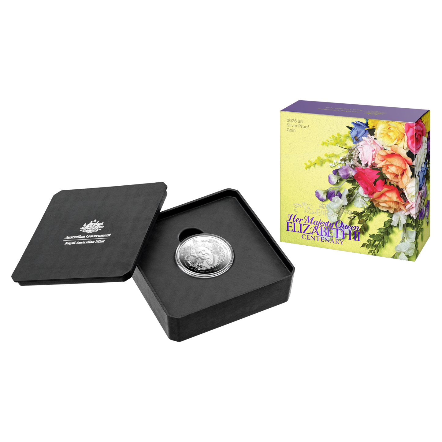 Coin Pack $5 2026 Proof AG (40mm 1oz) HM Queen Elizabeth ll Centary of Birth
