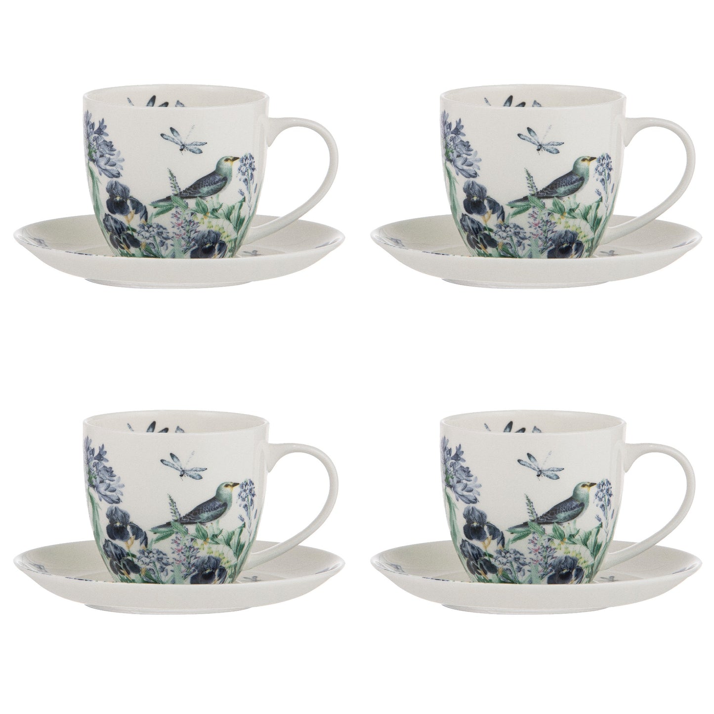 Ashdene Iris Garden White Cup & Saucer