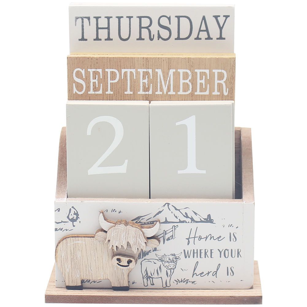 HIGHLAND COW CALENDAR BLOCK