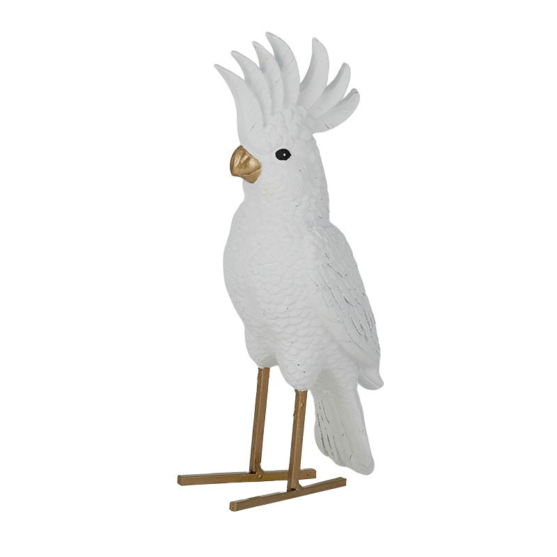 Cecil Cockatoo Resin Sculp 11.5x21cm White