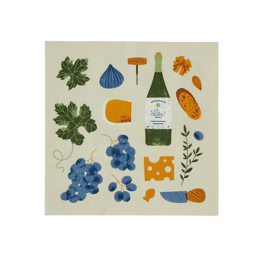 Wine & Cheese 20pk 3 Ply 33cm Napkin