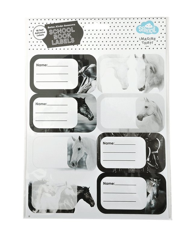 Spencil Book Labels - Black & Whte Horses