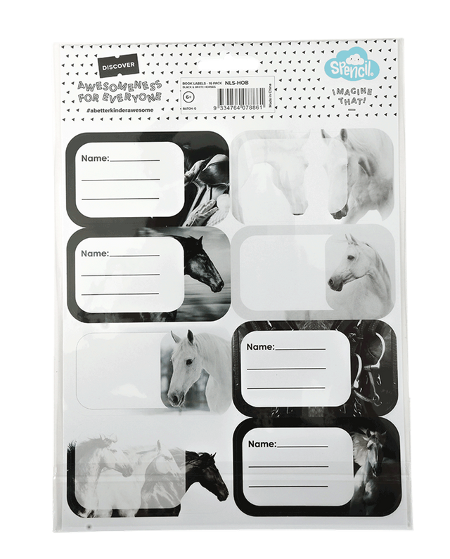 Spencil Book Labels - Black & Whte Horses