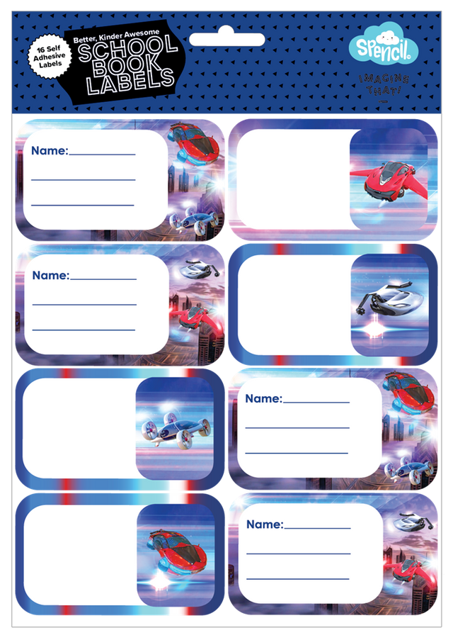 Spencil Book Labels - Flying Cars