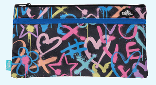 Pencil Case twin zip small Hearts & Crosses