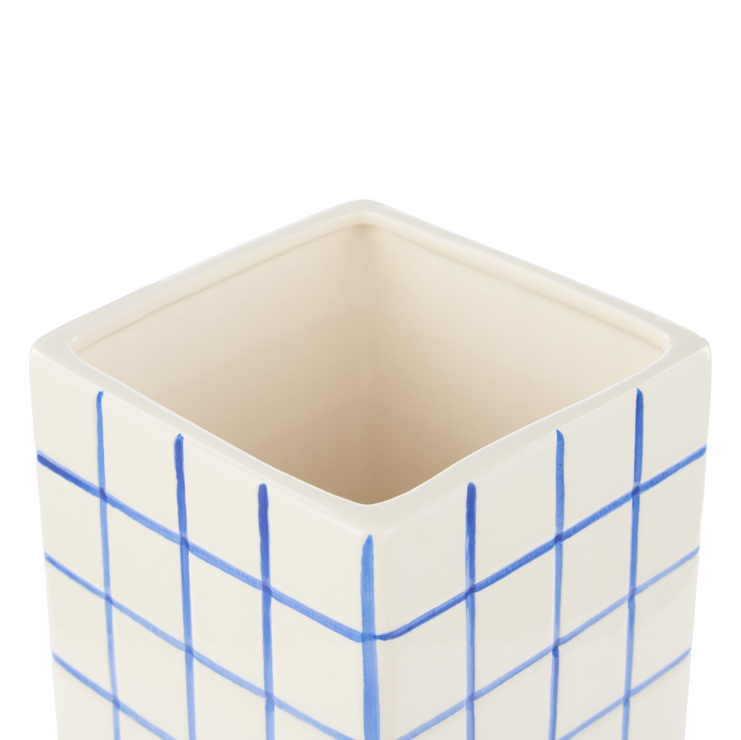Emporium Lulu Collection Grid Vase Square Blue 11.8x11.8x25.5cm
