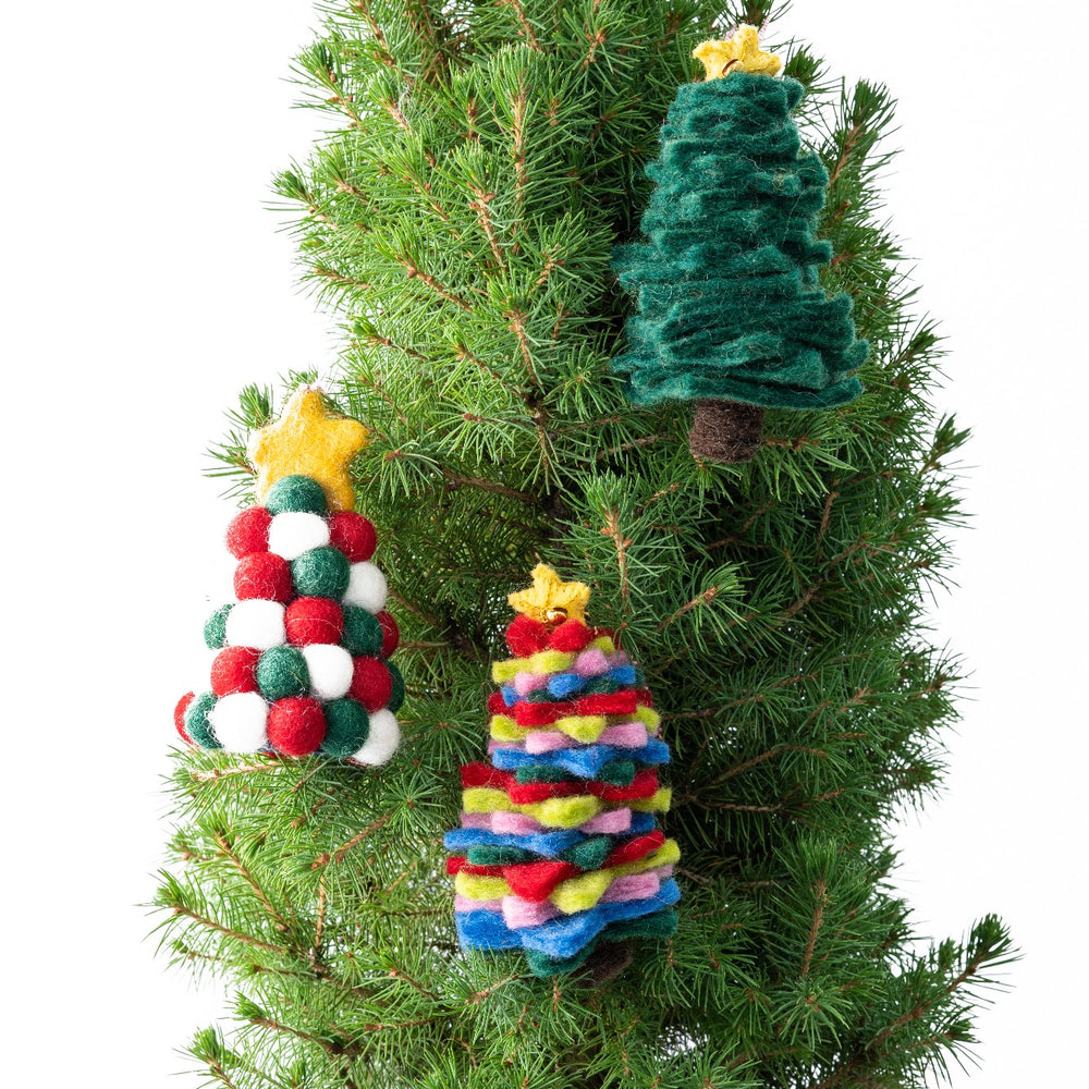 Christmas Decorations Felt Tree Colourful 100% NZ Wool (Handmade)