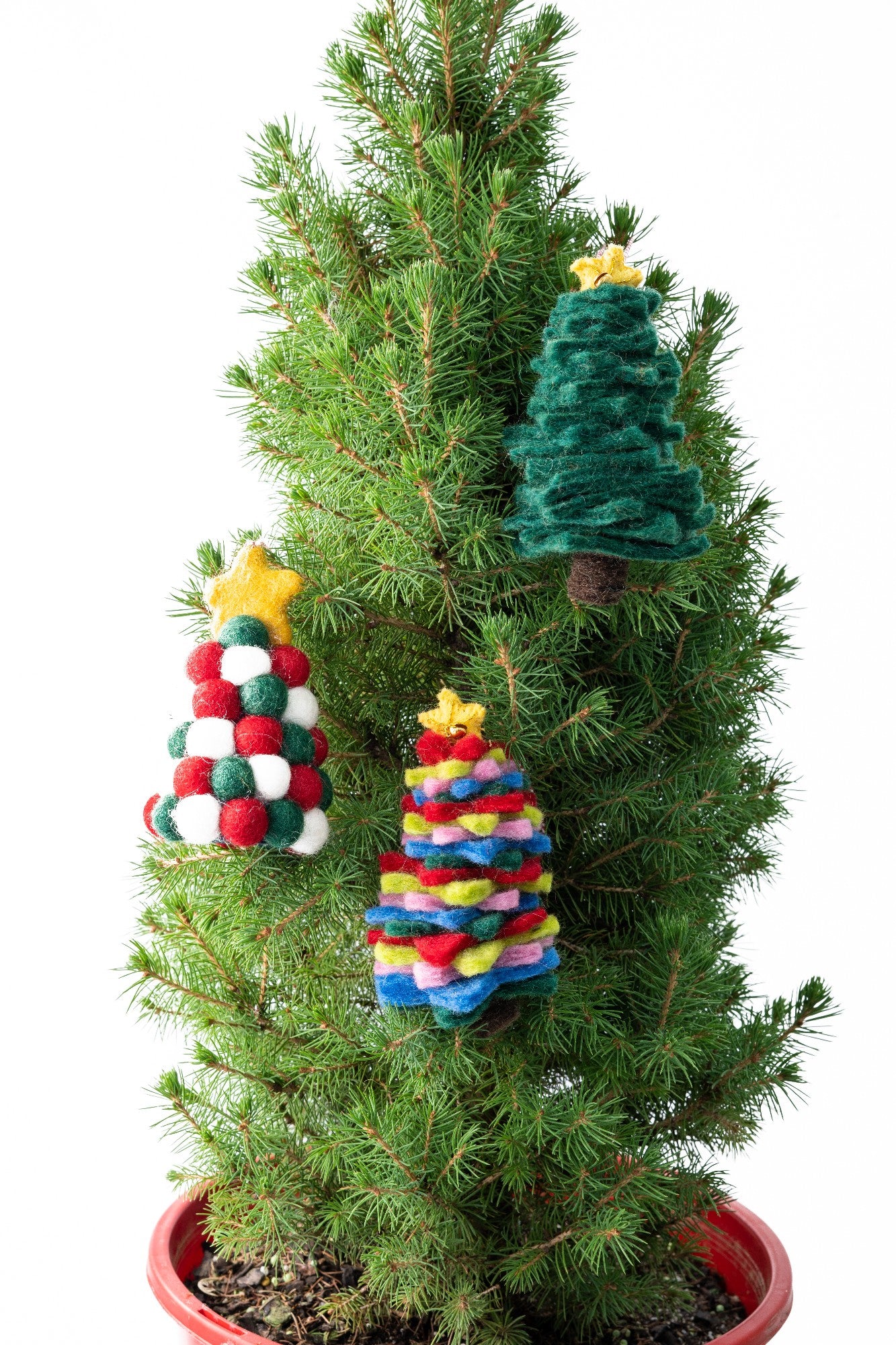 Christmas Decorations Felt Tree Colourful 100% NZ Wool (Handmade)