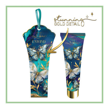 Lisa Pollock Travel Hand Cream in Gift Box 50ml UNWIND - Tranquil Butterflies