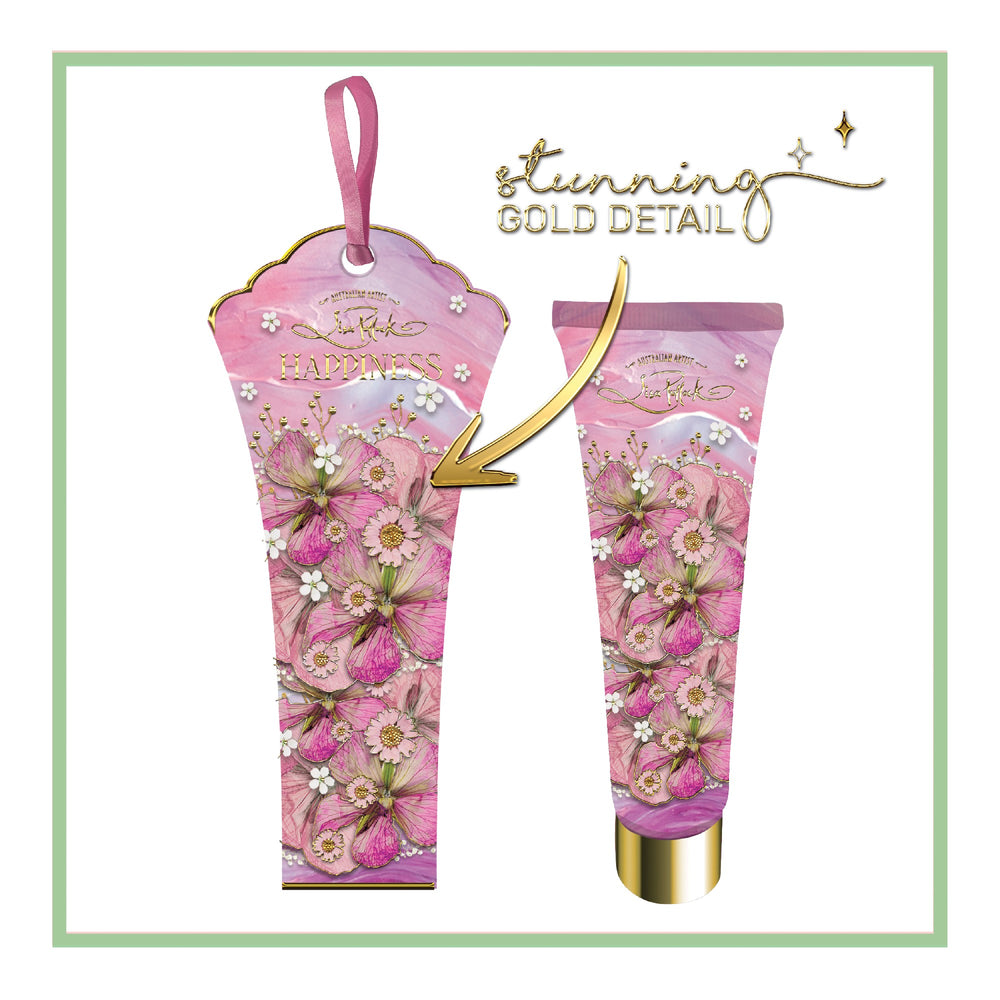 Lisa Pollock Travel Hand Cream in Gift Box 50ml HAPPINESS -Pressed Petals