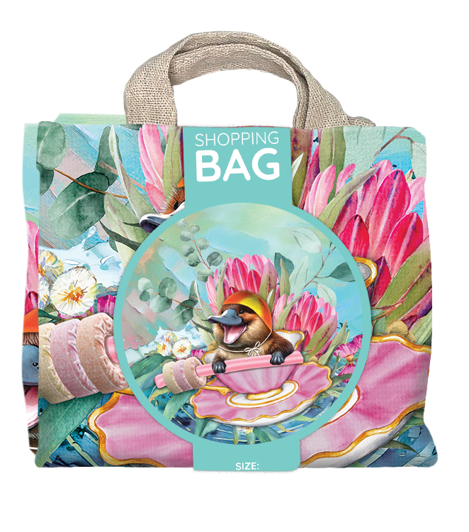 Lisa Pollock Reusable Shopping Bag - Platypus - 45cm with 10cm Gusset 
