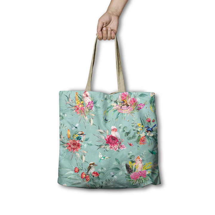 Lisa Pollock Reusable Shopping Bag - Feathered Friends - 45cm with 10cm Gusset 