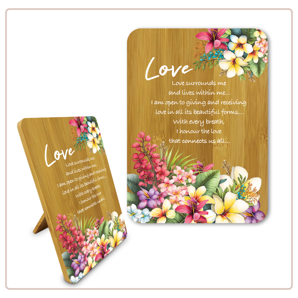Lisa Pollock Bamboo Affirmation Plaque - Paradise Bloom -Love