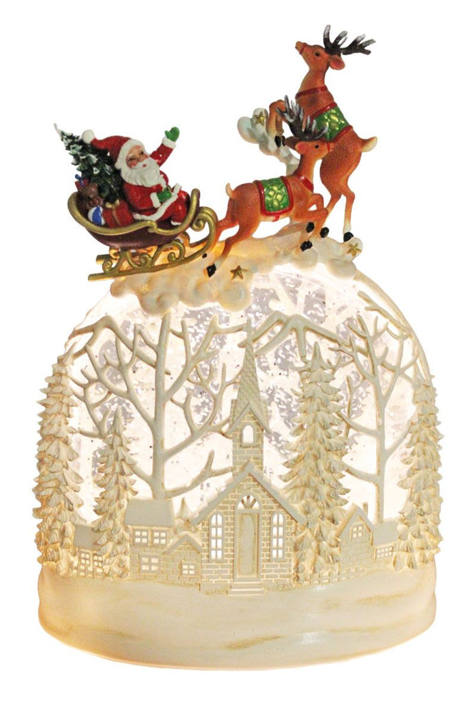 Church Scene Dome with Santa & Sleigh