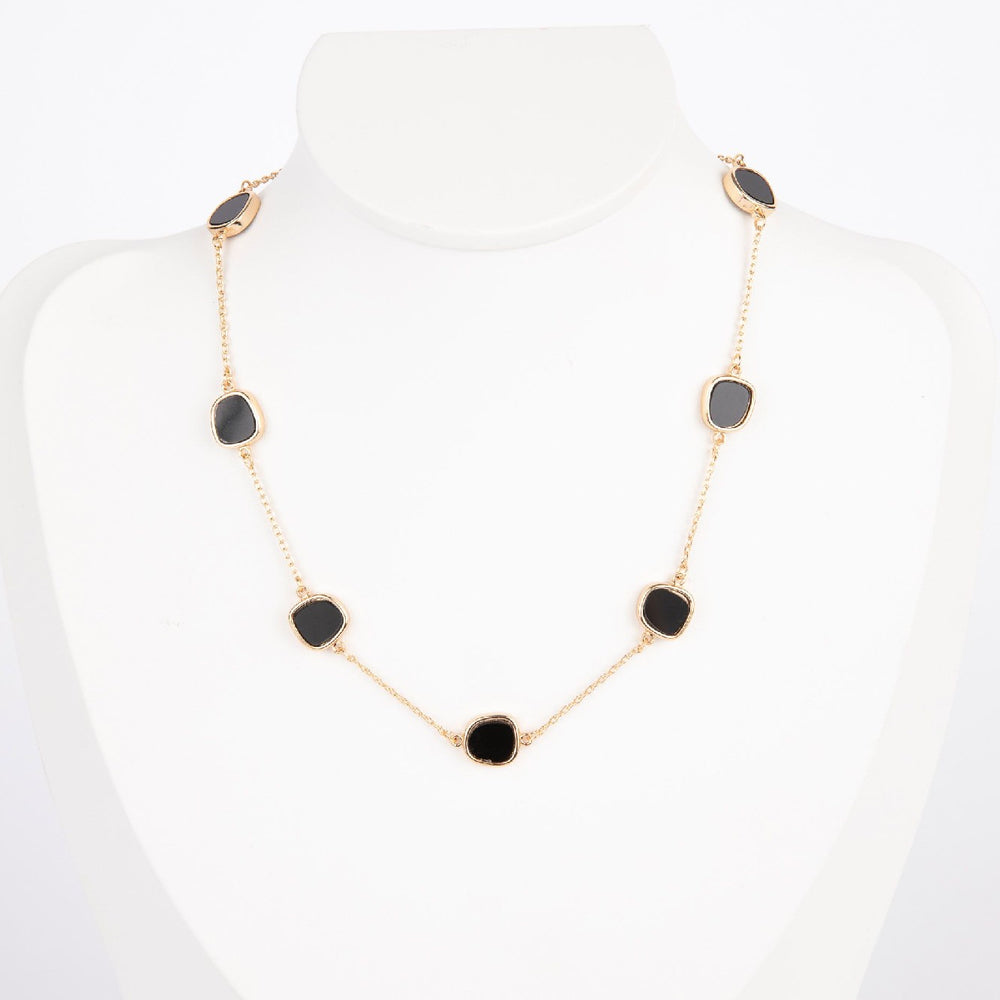 Necklace Helena by Holiday Trading Gold plated and black enamel squares