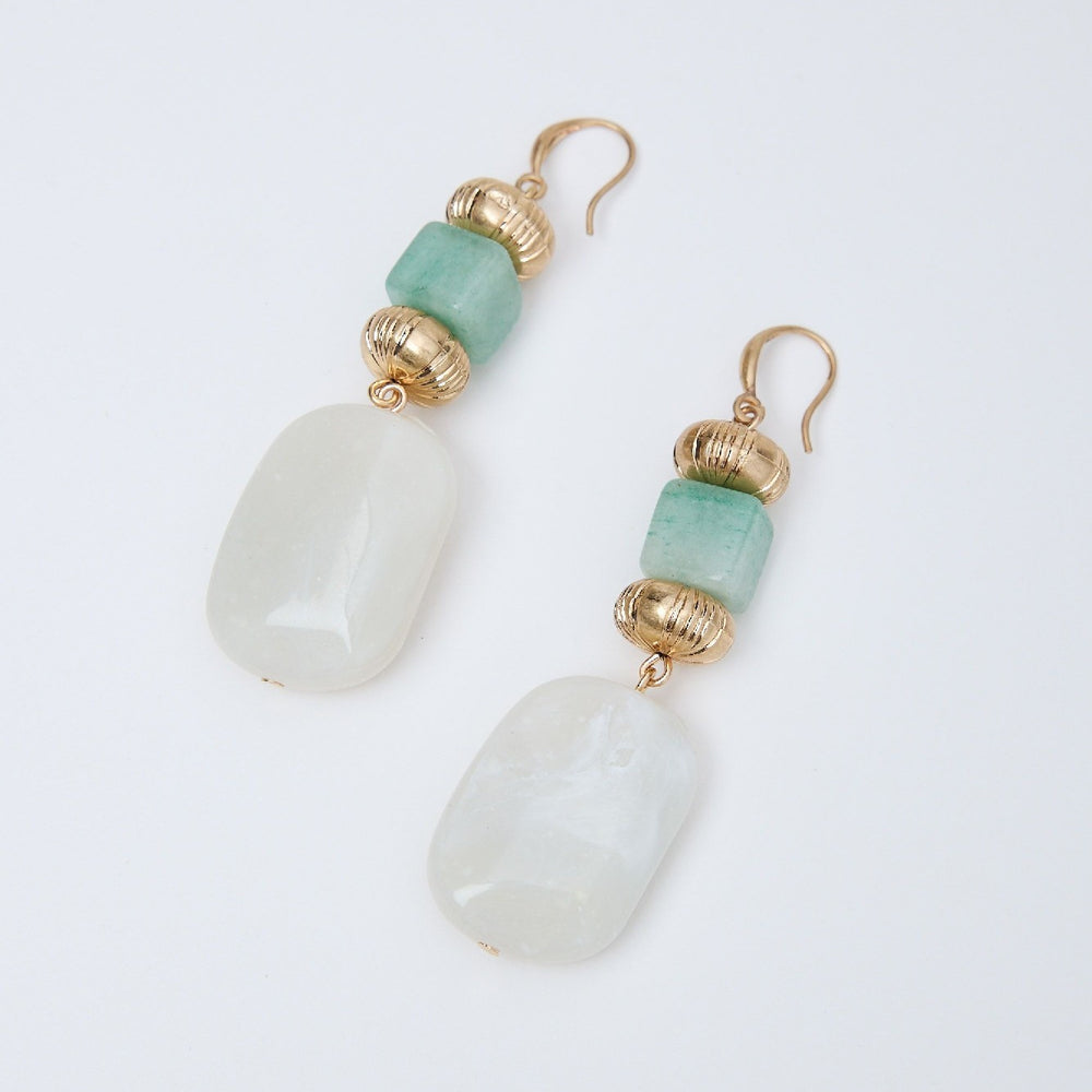 Holiday Earrings Wallace Cream/Green & Gold