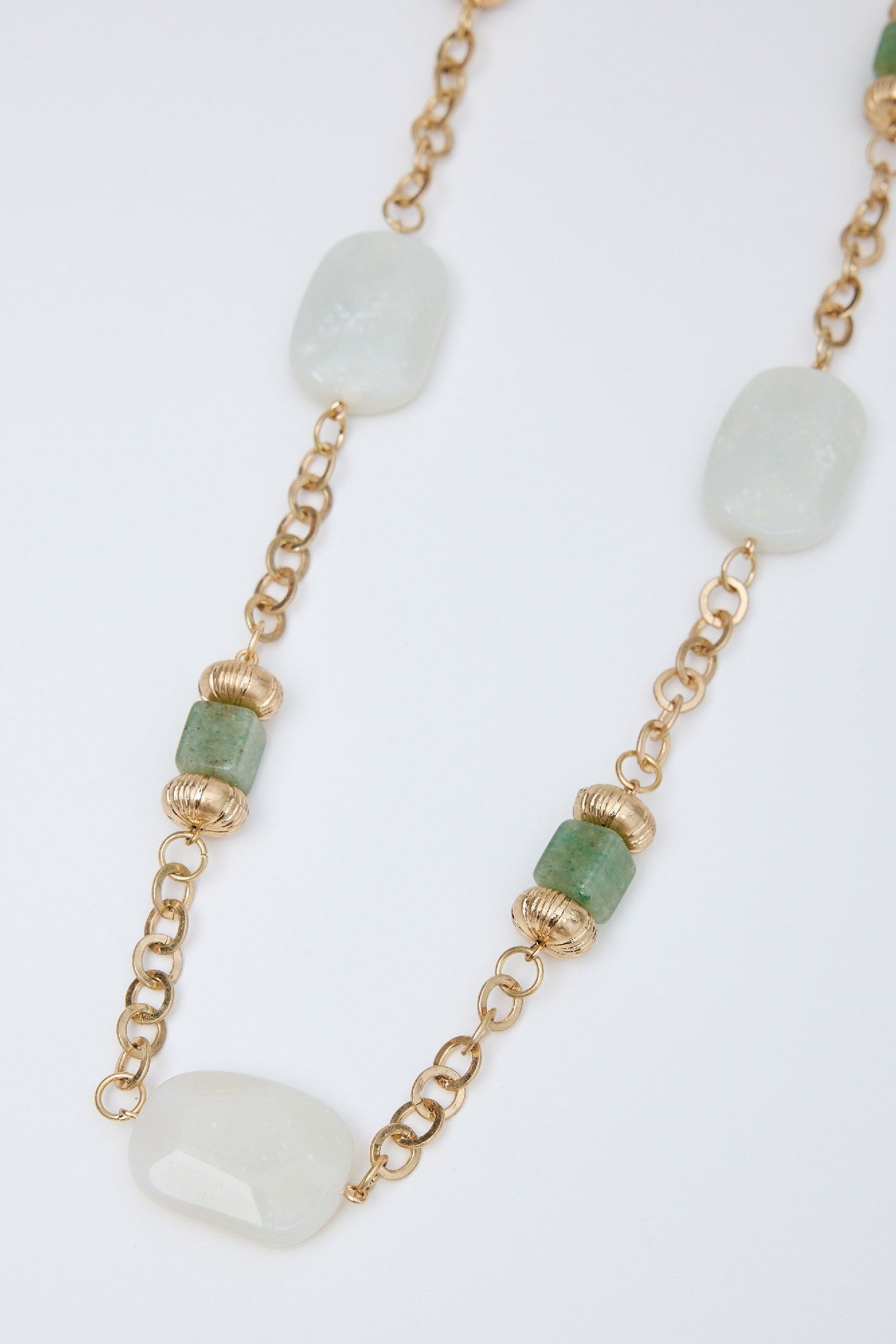 Holiday Long NecklaceWallace Cream Green & Gold