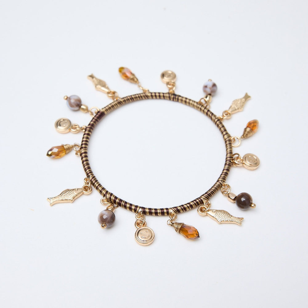 Holiday Bracelet Vibrant Gold with Beads